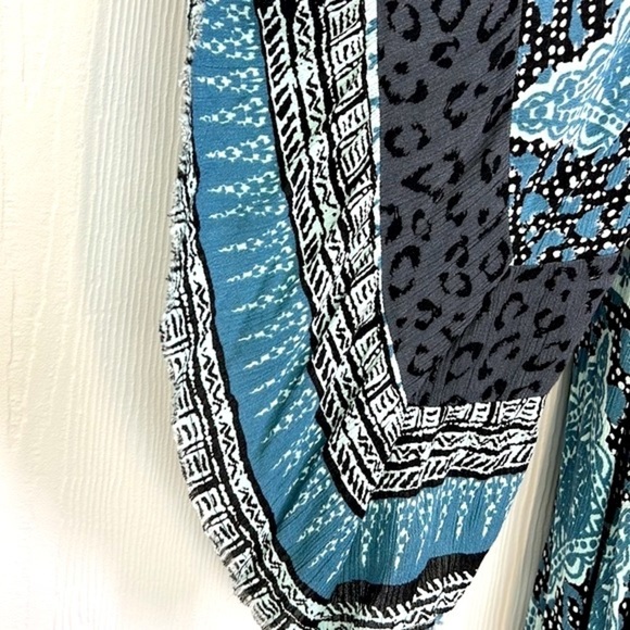 Free People - Heart Of Gold Bohemian Fit & Flare Charcoal & Teal Mini Dress SM - Picture 5 of 12